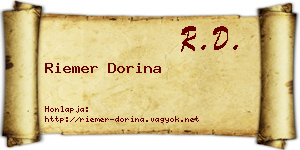 Riemer Dorina névjegykártya